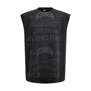 Gcds Men History Sleeveless Sweatshirt In Cotton With All-Over “History” Print